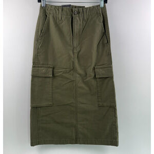Levi's Premium Women Mid Rise Zip Fly Cargo Midi Twill Skirt Size 24 Green NWT